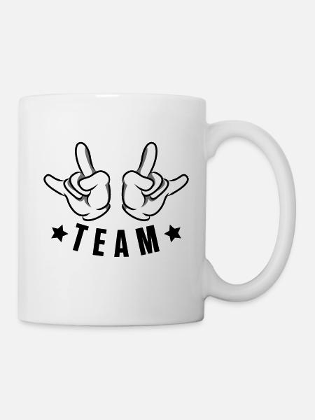 hand party team - Tasse - Weiß