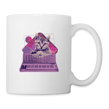 Rétro Synthétiseur Chat Vaporwave Analogique Esthétique - Mug blanc - blanc - Droite