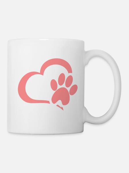 Coeur chat patte chat amoureux des chats - Mug blanc - blanc