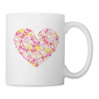 Cadeau d'amour rempli de bonbons colorés - Mug blanc - blanc - Droite