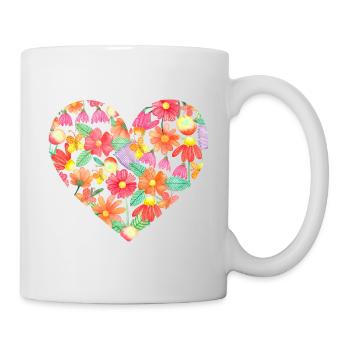 Coeur d'anniversaire rempli de fleurs colorées - Mug blanc - blanc - Droite