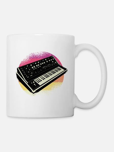 Synthétiseur Analogique Vintage Vintage Retrowave - Mug blanc - blanc