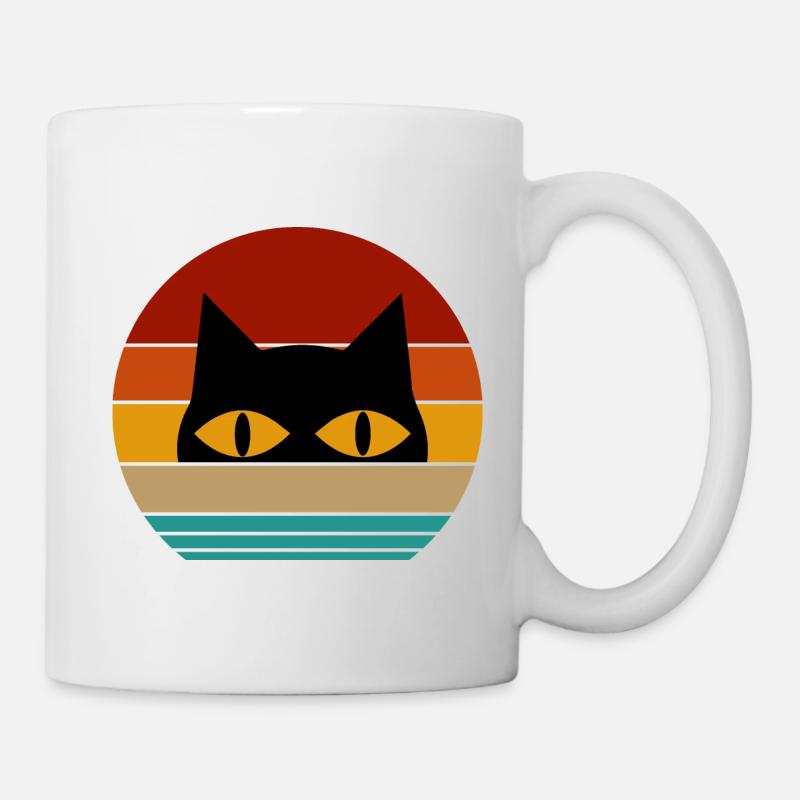 retro katze - Tasse - Weiß