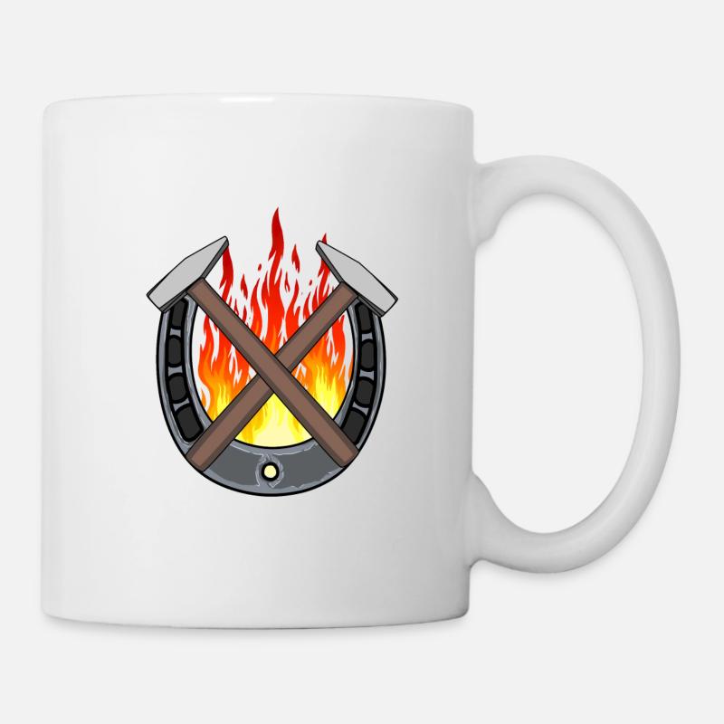 Hufeisen Berufe Schmied Hufschmied Gewerbe feurig - Tasse - Weiß