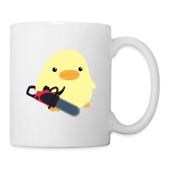 Duck with chainsaw meme chick gift idea chicken - Mug - white - Right