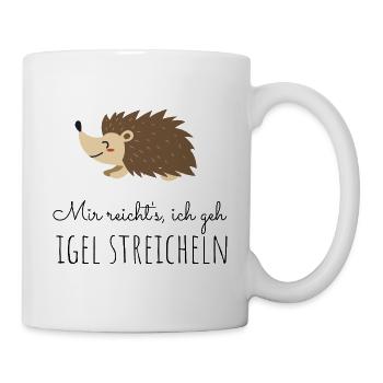 Igel streicheln - Tasse - Weiß - Rechts
