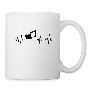 Bagger Baustelle Herzschlag - Tasse - Weiß - Rechts