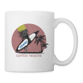 Hawaii Surfers Paradise Surf Girl Sunset Vintage - Tasse - Weiß - Rechts