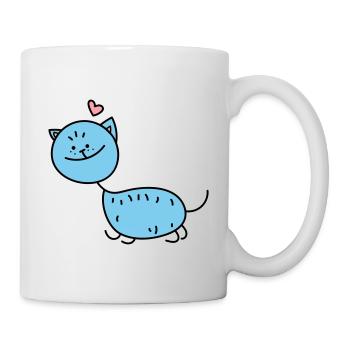 Strichmännchen Katze (b) - Tasse - Weiß - Rechts