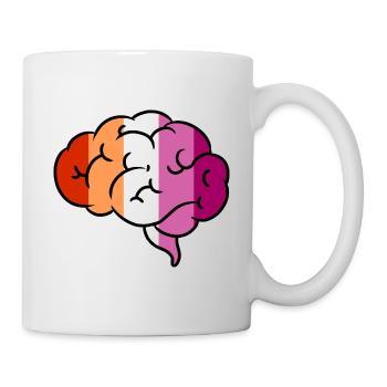 Lesbian Brain Orange Pink Lesbian Pride - Mug - white - Right
