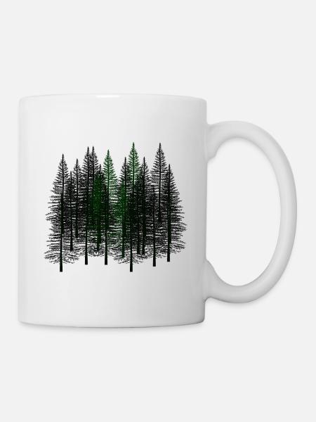 Tannen Herbst Oktober Winter Natur Wildnis Umwelt - Tasse - Weiß