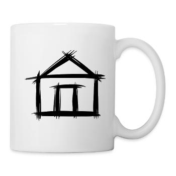 Haus, handgezeichnet. Immobilien, Eigenheim. - Tasse - Weiß - Rechts