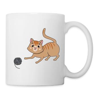 Chat avec la laine - Mug blanc - blanc - Droite