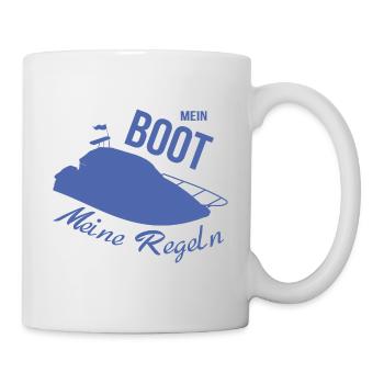 Motorboot Sprüche Mein Boot meine Regeln - Tasse - Weiß - Rechts