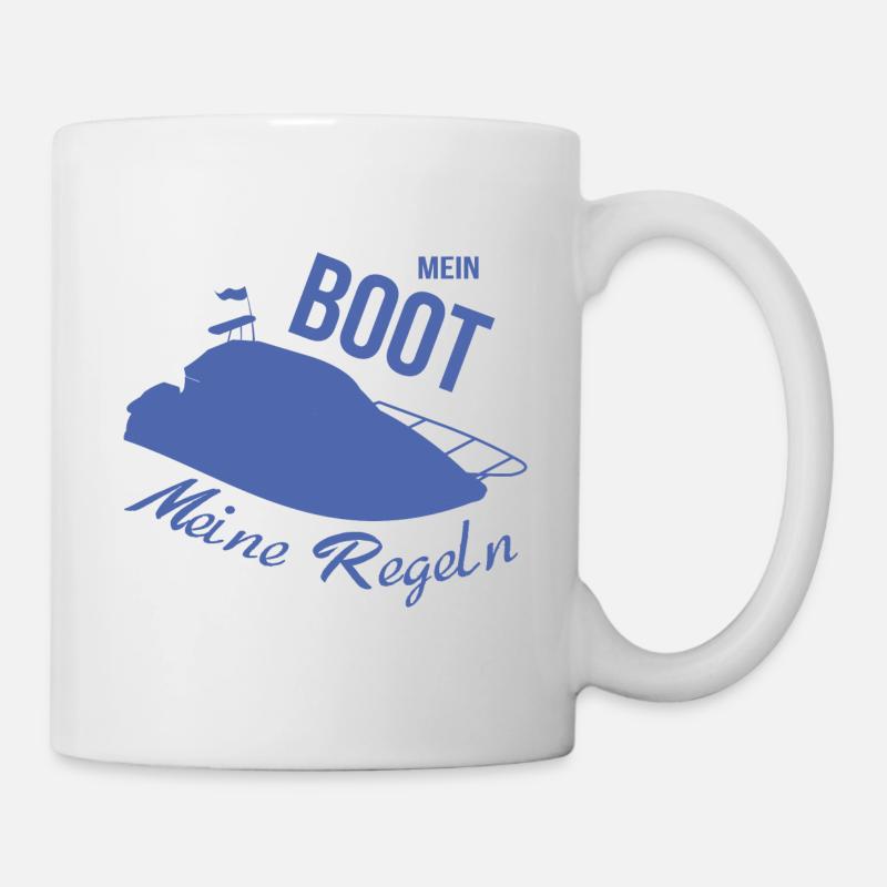Motorboot Sprüche Mein Boot meine Regeln - Tasse - Weiß