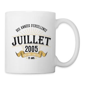 17 Ans Anniversaire Vintage Né(e) en Juillet 2005 - Mug blanc - blanc - Droite