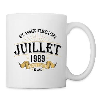 33 Ans Anniversaire Vintage Né(e) en Juillet 1989 - Mug blanc - blanc - Droite