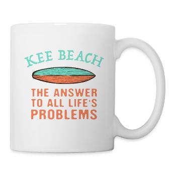 Kee Beach Répond à tous les problèmes de la vie Surf - Mug blanc - blanc - Droite