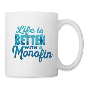 Life is better with a Monofin Apnoe Taucher - Tasse - Weiß - Rechts