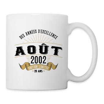 20 Ans Anniversaire Vintage Né(e) en Août 2002 - Mug blanc - blanc - Droite