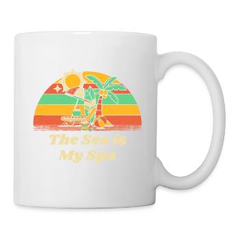 La mer est mon spa Plage Méditation Océan - Mug blanc - blanc - Droite