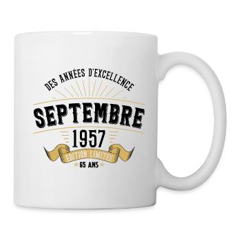 65 Ans Anniversaire Vintage Né(e) Septembre 1957 - Mug blanc - blanc - Droite