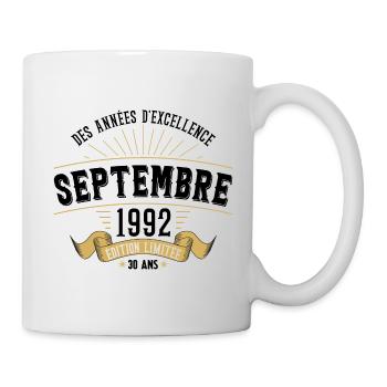 30 Ans Anniversaire Vintage Né(e) Septembre 1992 - Mug blanc - blanc - Droite
