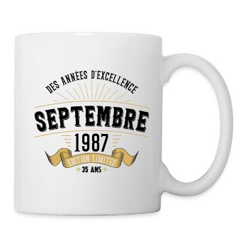 35 Ans Anniversaire Vintage Né(e) Septembre 1987 - Mug blanc - blanc - Droite