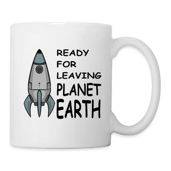 Quitter la planète Terre, Fusée dans l’espace, Chemise - Mug blanc - blanc - Droite