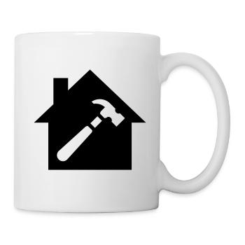 Haus und Hammer - Werkstatt Symbol - Tasse - Weiß - Rechts