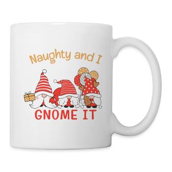 Naughty and I gnome it funny Christmas plaid - Mug - white - Right