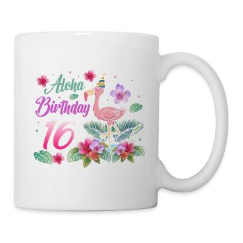 Aloha Birthday 16 Flamingo Bird 16th Birthday - Mug - white - Right