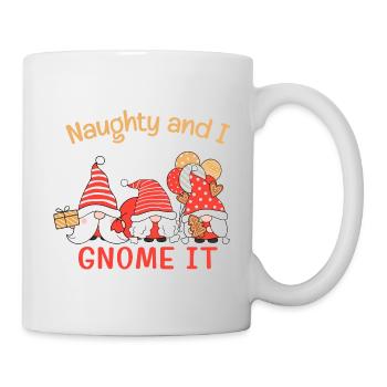Naughty and I gnome it funny Christmas plaid - Mug - white - Right