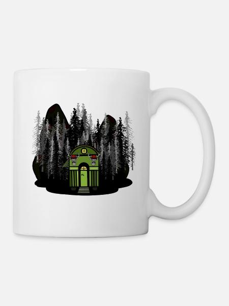 Jäger Hütte Wald Natur Naturliebhaber Wildnis Dark - Tasse - Weiß