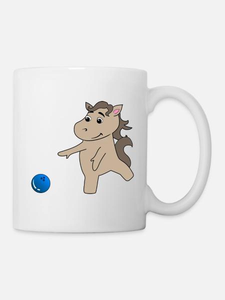 Horse foal plays bowling - Mug - white