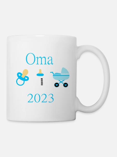 Oma 2023 Geburt Junge Vorlage - Tasse - Weiß