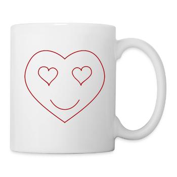 Face heart hearts - Mug - white - Right
