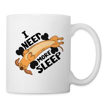 schlafender Dackel Dachshund Teckel Schlafmütze - Tasse - Weiß - Rechts