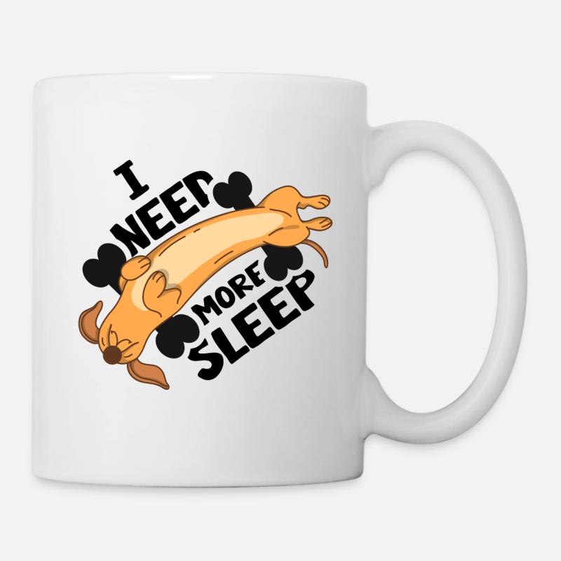 Teckel endormi Teckel Teckel Teckel Sleepy Cap - Mug blanc - blanc