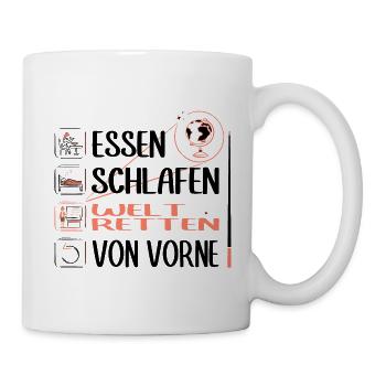 "Super Lehrerin" rettet die Welt. - Tasse - Weiß - Rechts