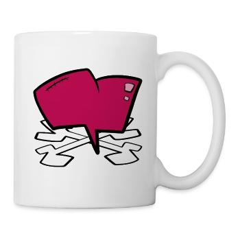 pinkes Herz mit Knochen Piraten mit Narbe Shirt - Tasse - Weiß - Rechts