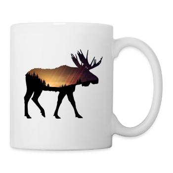 Elch mit Sonnenuntergang - Tasse - Weiß - Rechts