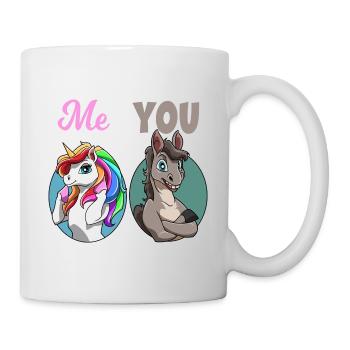 Unicorn You vs Me Funny Vergleich Rainbow - Tasse - Weiß - Rechts