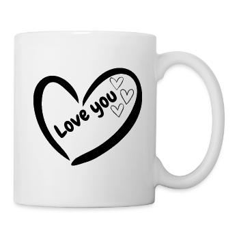 Je t’aime dans le cœur avec de petits cœurs - Mug blanc - blanc - Droite