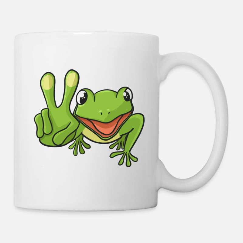 Frosch Peacezeichen - Tasse - Weiß