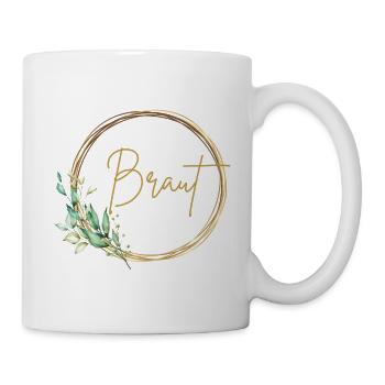 Modernes JGA Braut-Design Shirt mit Goldrand - Tasse - Weiß - Rechts
