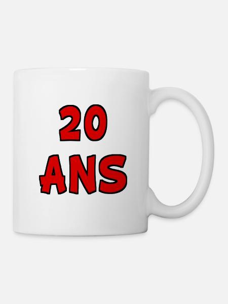 20 ANS. 20e ANNIVERSAIRE. ANNIVERSAIRE 20 ANS. 20 - Mug blanc - blanc
