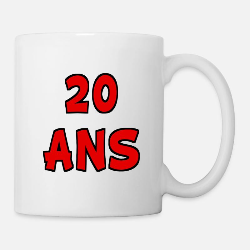 20 ANS. 20e ANNIVERSAIRE. ANNIVERSAIRE 20 ANS. 20 - Mug blanc - blanc