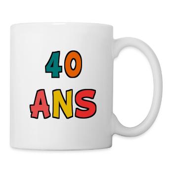 40 ANS. 40e ANNIVERSAIRE. ANNIVERSAIRE 40 ANS. 40 - Mug blanc - blanc - Droite