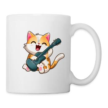 Chat avec guitare - Mug blanc - blanc - Droite